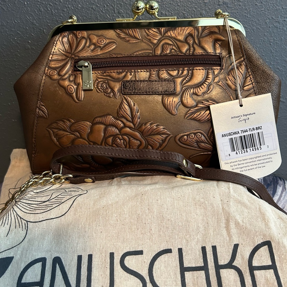 Anuschka Bronze Floral Clutch